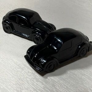 Avon Volkswagen Beatle Black Glass Decanters